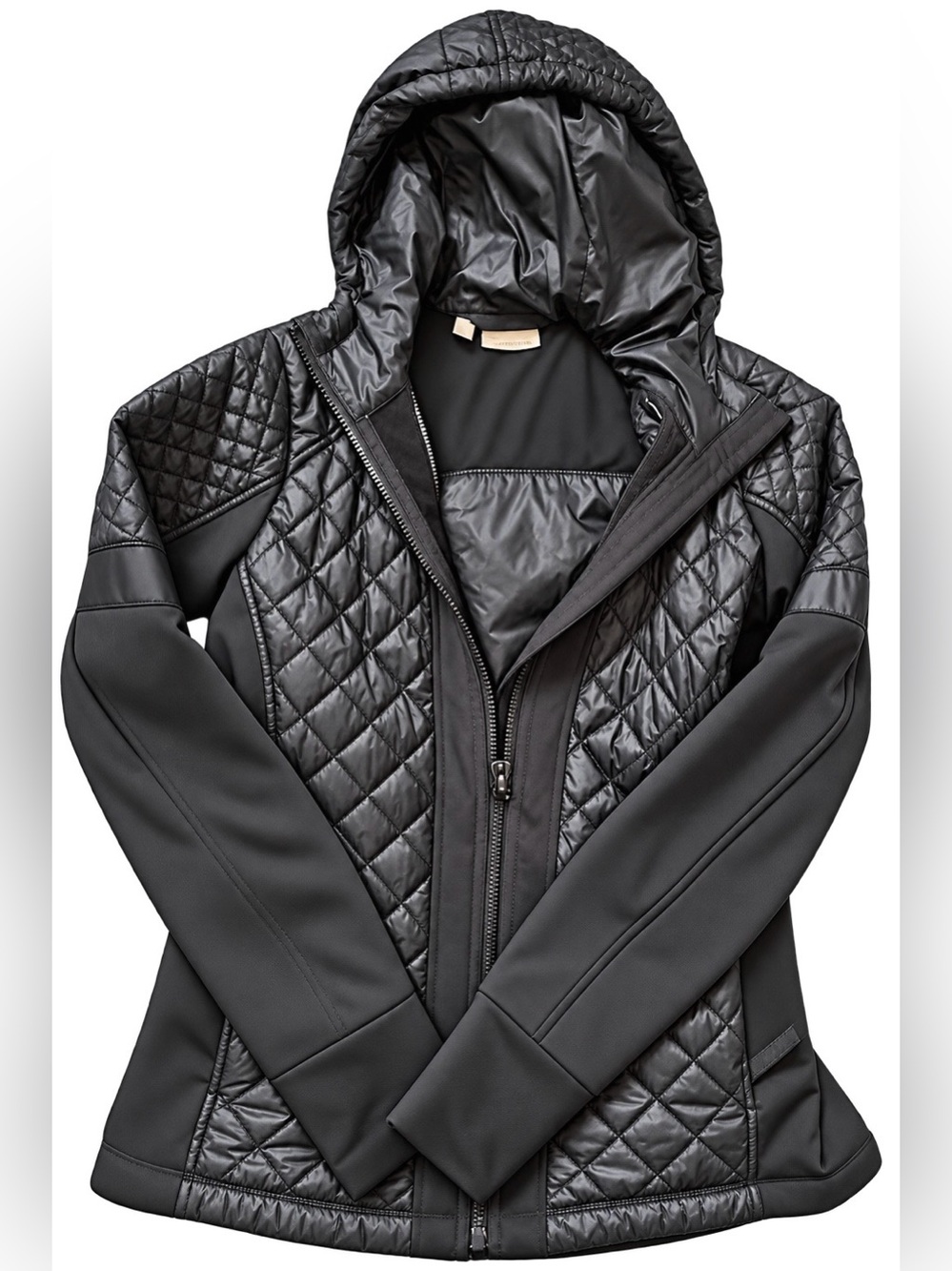 Athleta Quilted Hooded Jacket - Black